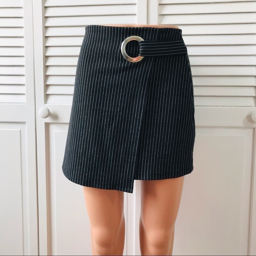 LEITH Black White Stripe Casual Skirt Size Medium